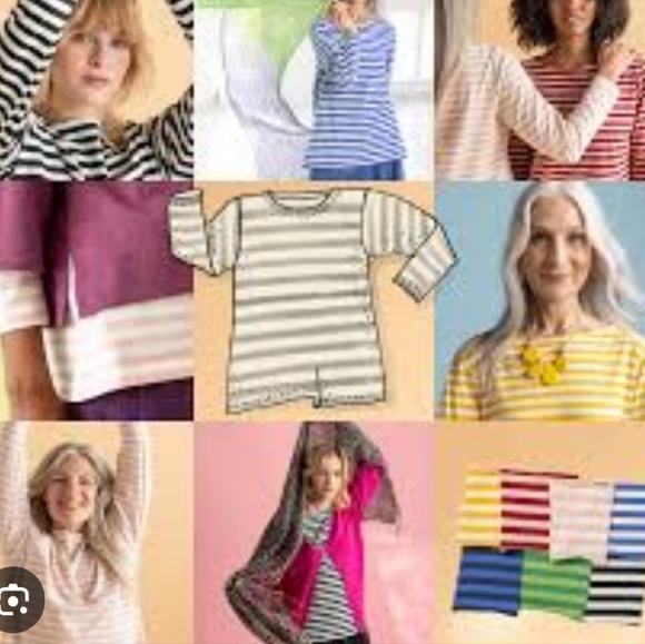 Gudren Sjoden XL Blue BeigeStriped Long Sleeve Top - Picture 3 of 13